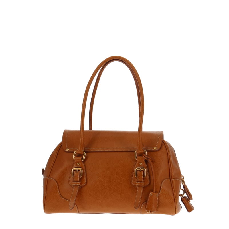 Prada Cinghiale Cuoio Top Handle Bag With Goldtone Hardware