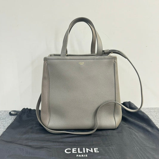 Celine Fold Cabas Tote Bag Greige Leather Medium