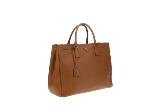 Prada Tan Saffiano Large Galleria Double Zip Tote