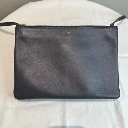 Celine Trio Black Leather Crossbody Bag