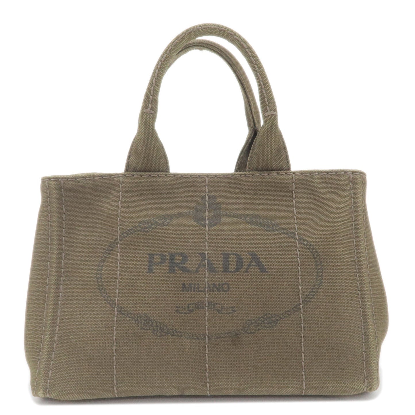 PRADA Canapa Mini Canvas 2Way Bag Hand Bag Khaki BN2439