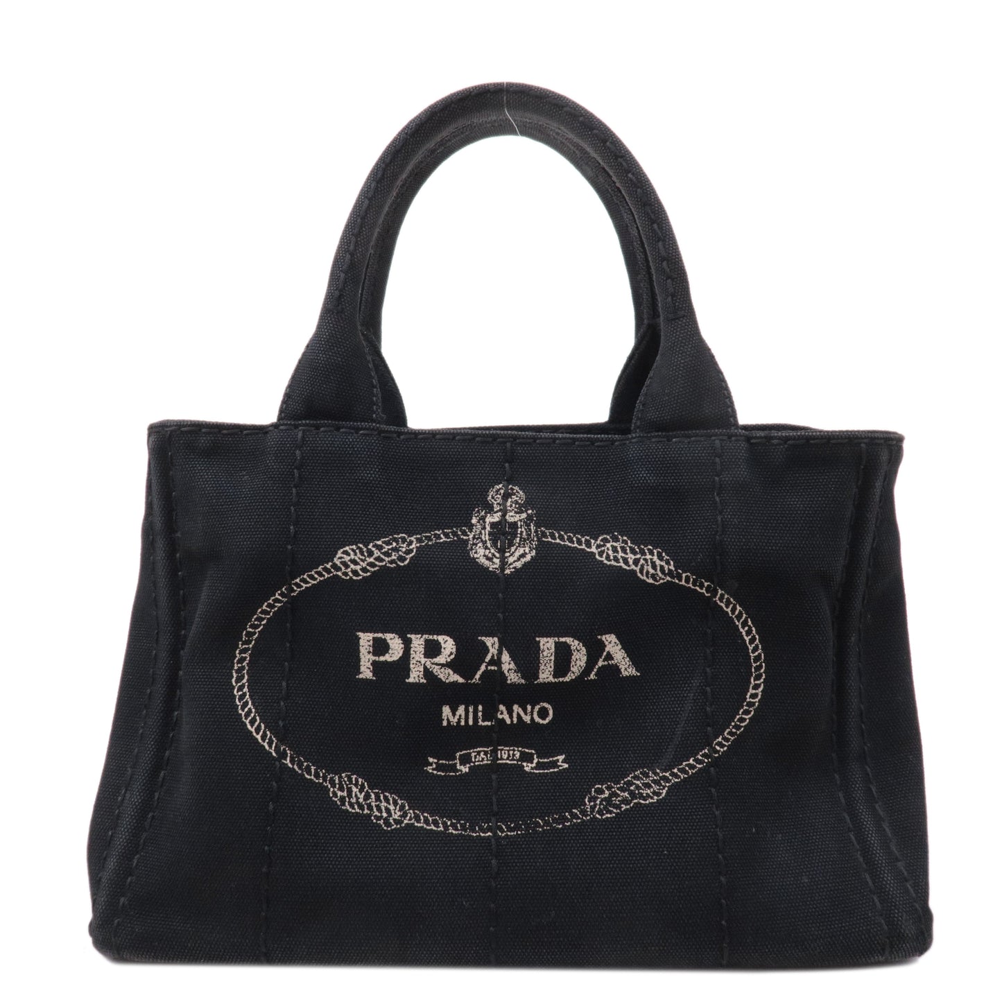 PRADA Canapa Mini Canvas Tote Bag Hand Bag Black