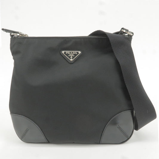 PRADA Logo Nylon Leather Shoulder Bag NERO Black