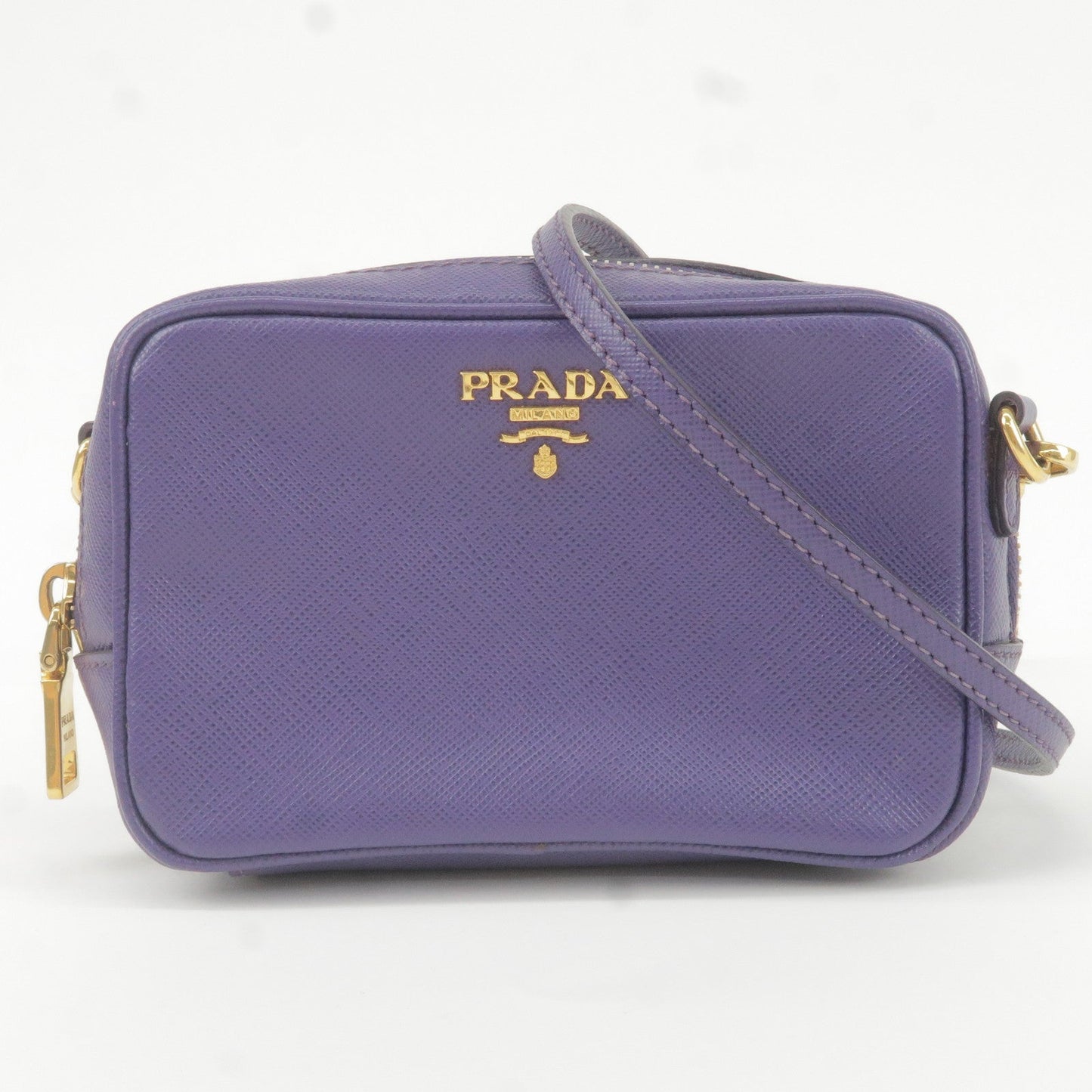 PRADA Logo Leather Mini Shoulder Bag 2Way Bag Pouch Purple