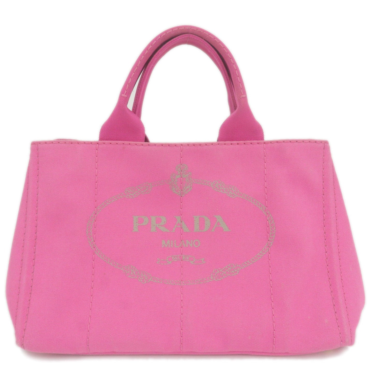 PRADA Logo Canapa Canvas Tote Bag Hand Bag Pink B1877G