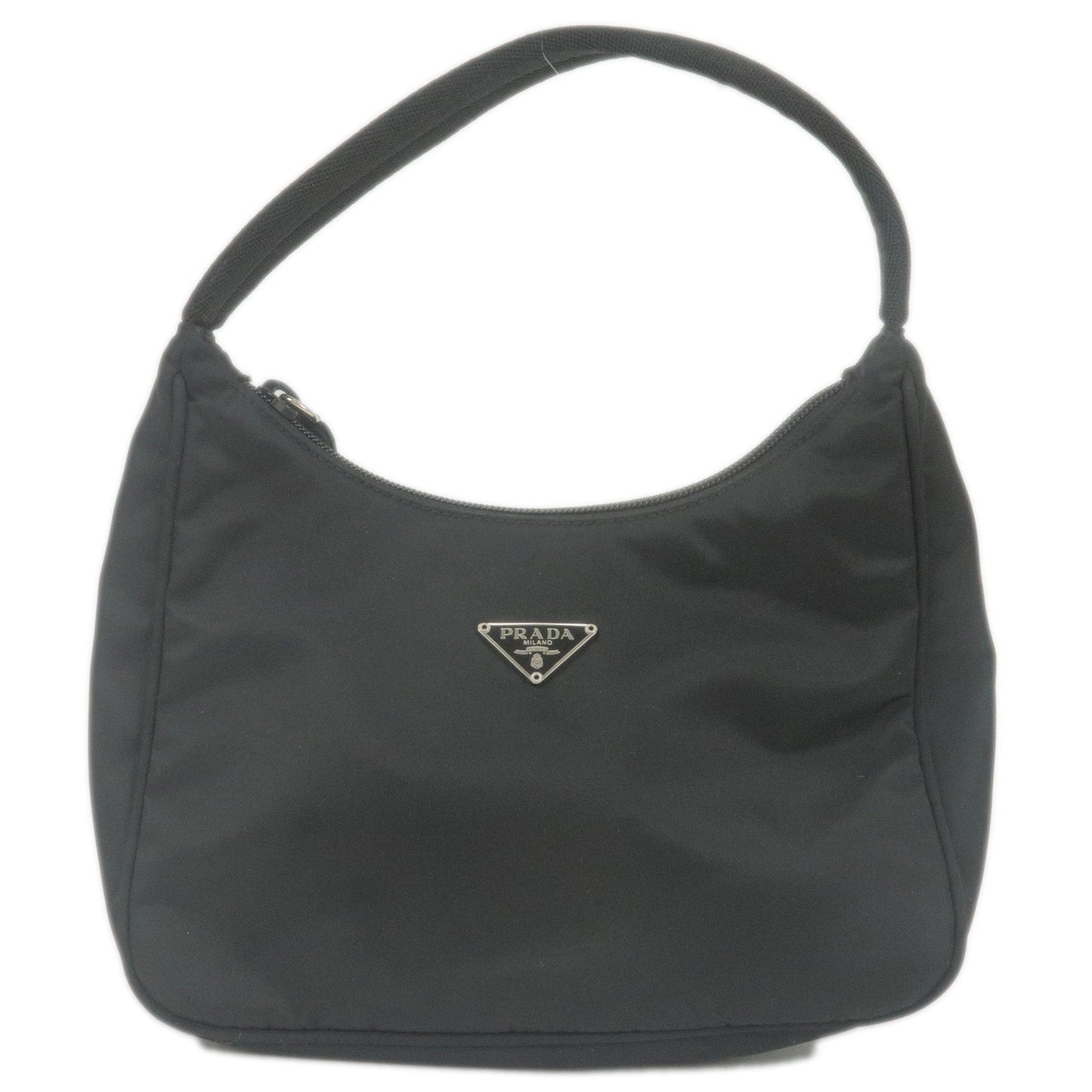 PRADA Logo Nylon Pouch Mini Hand Bag Purse NERO Black MV519