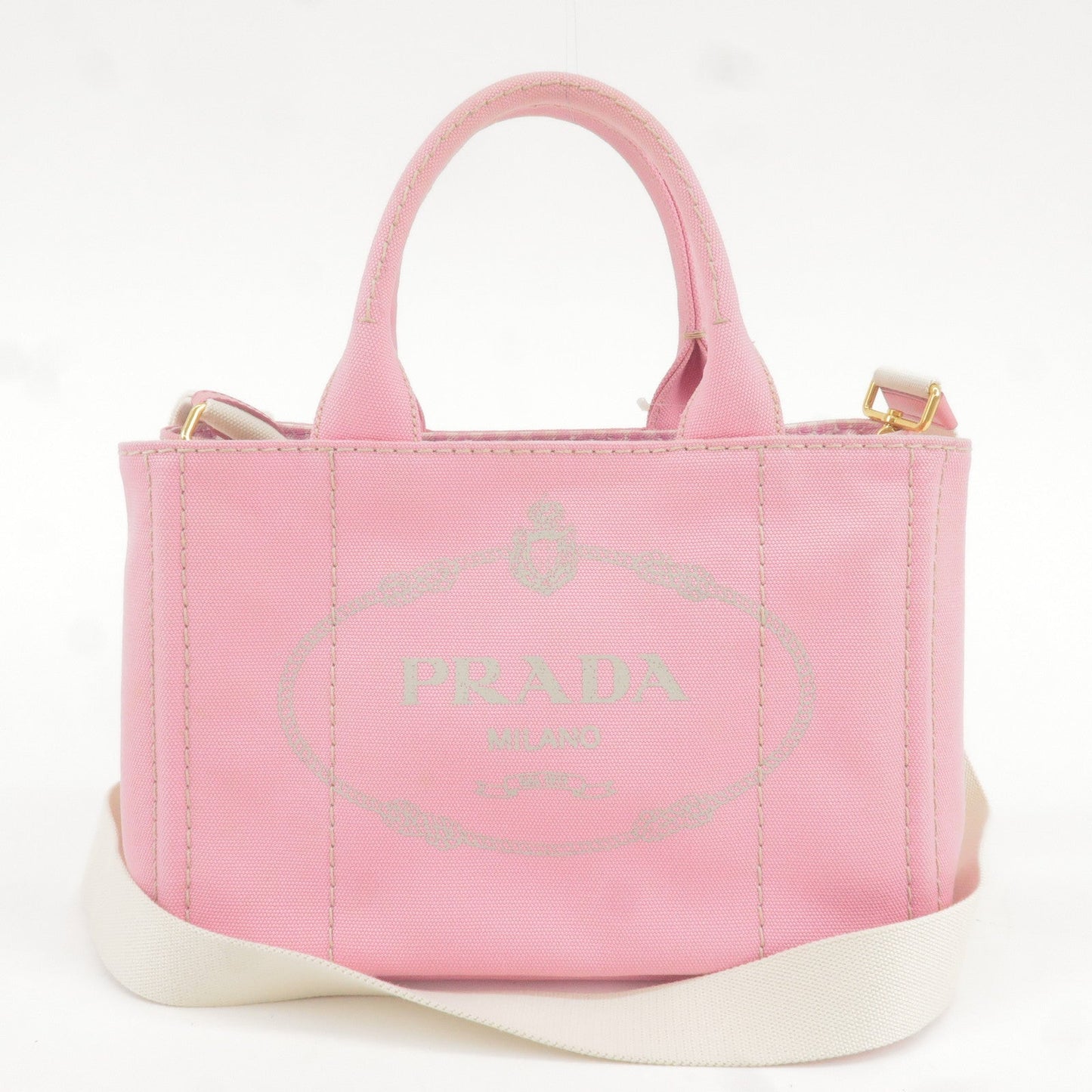 PRADA Canapa Mini Canvas 2Way Bag Shoulder Bag Pink 1BG439