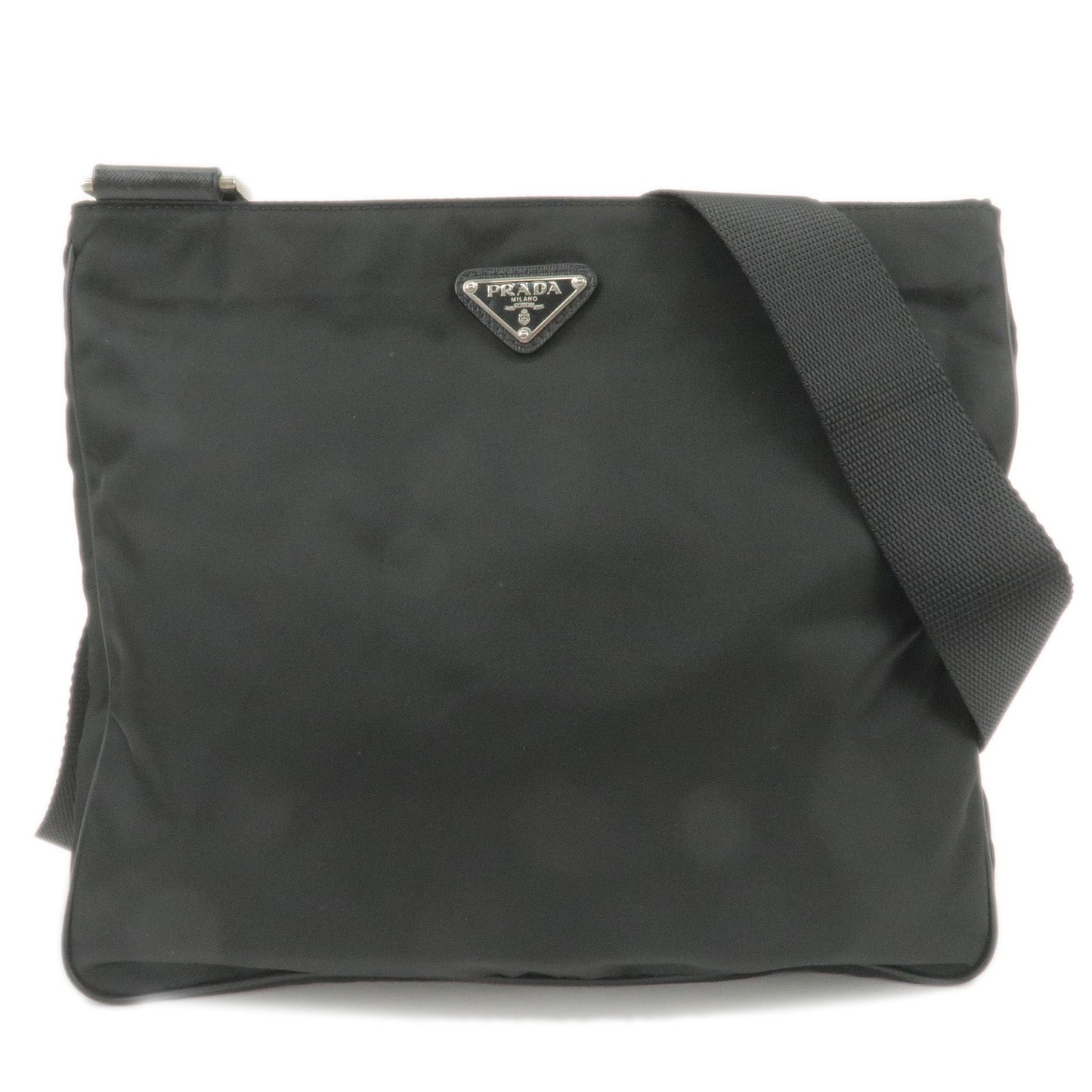 PRADA Logo Nylon Leather Shoulder Bag NERO Black VA0338