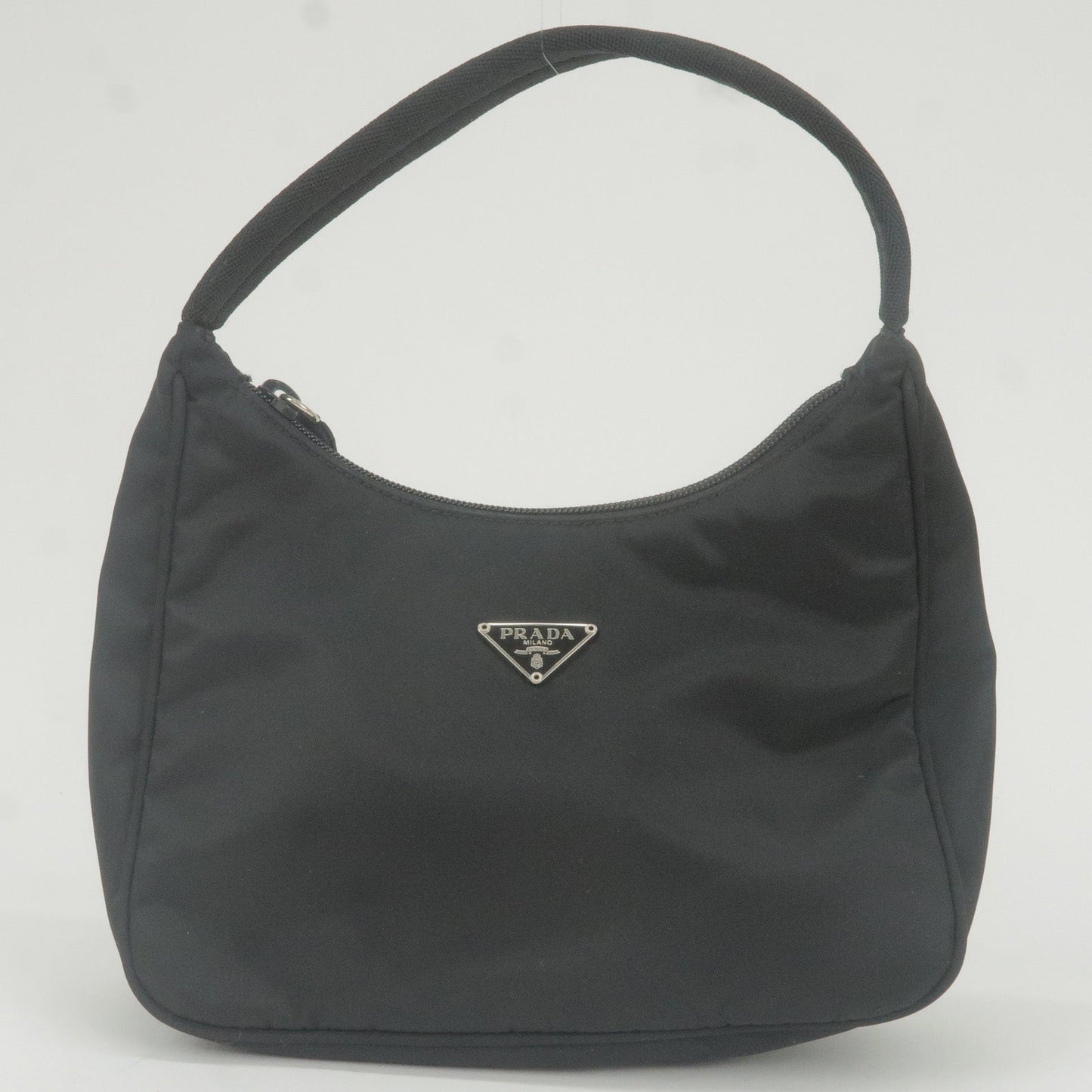 PRADA Logo Nylon Pouch Mini Hand Bag Purse NERO Black MV519