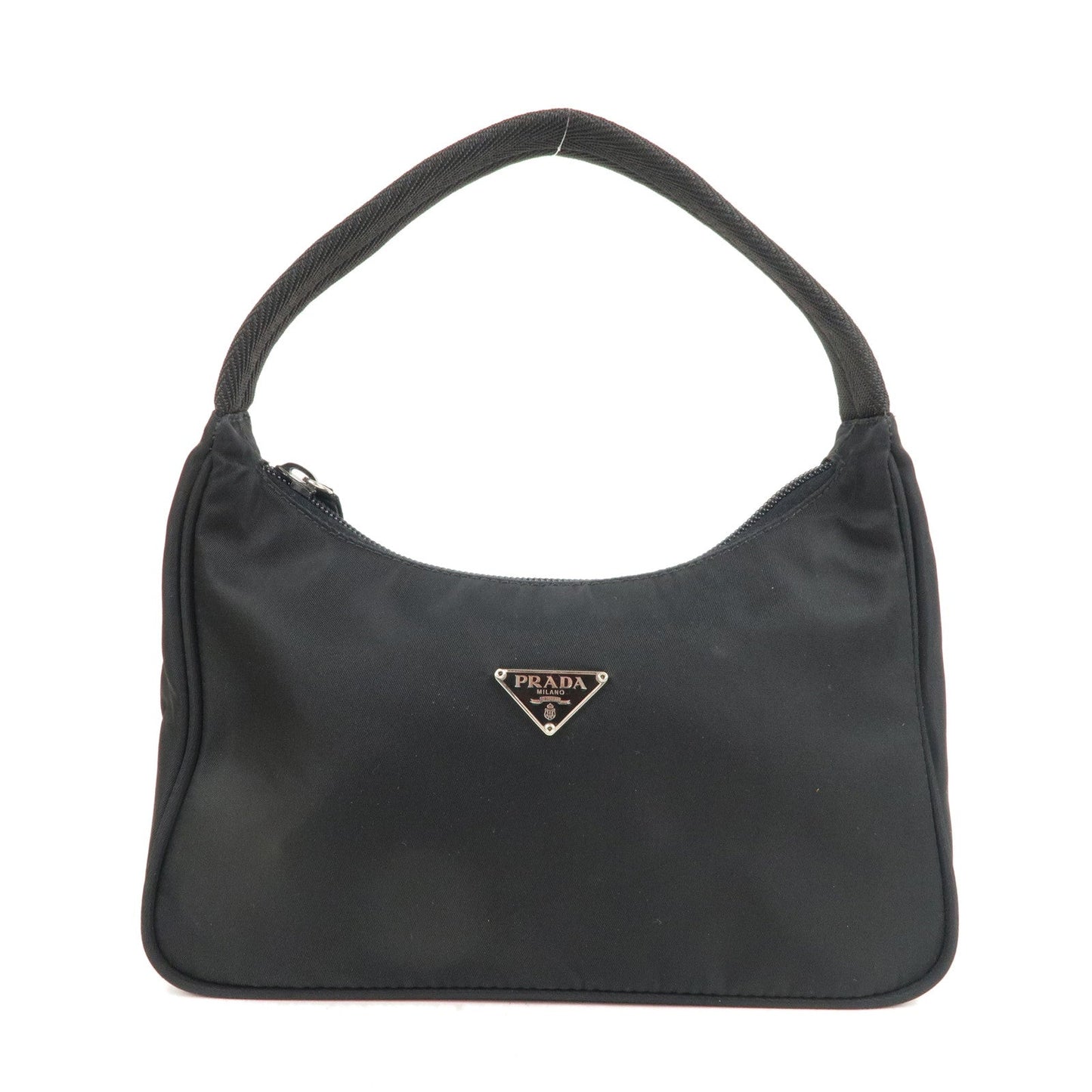 PRADA Logo Nylon Hand Bag Pouch Purse Black MV515