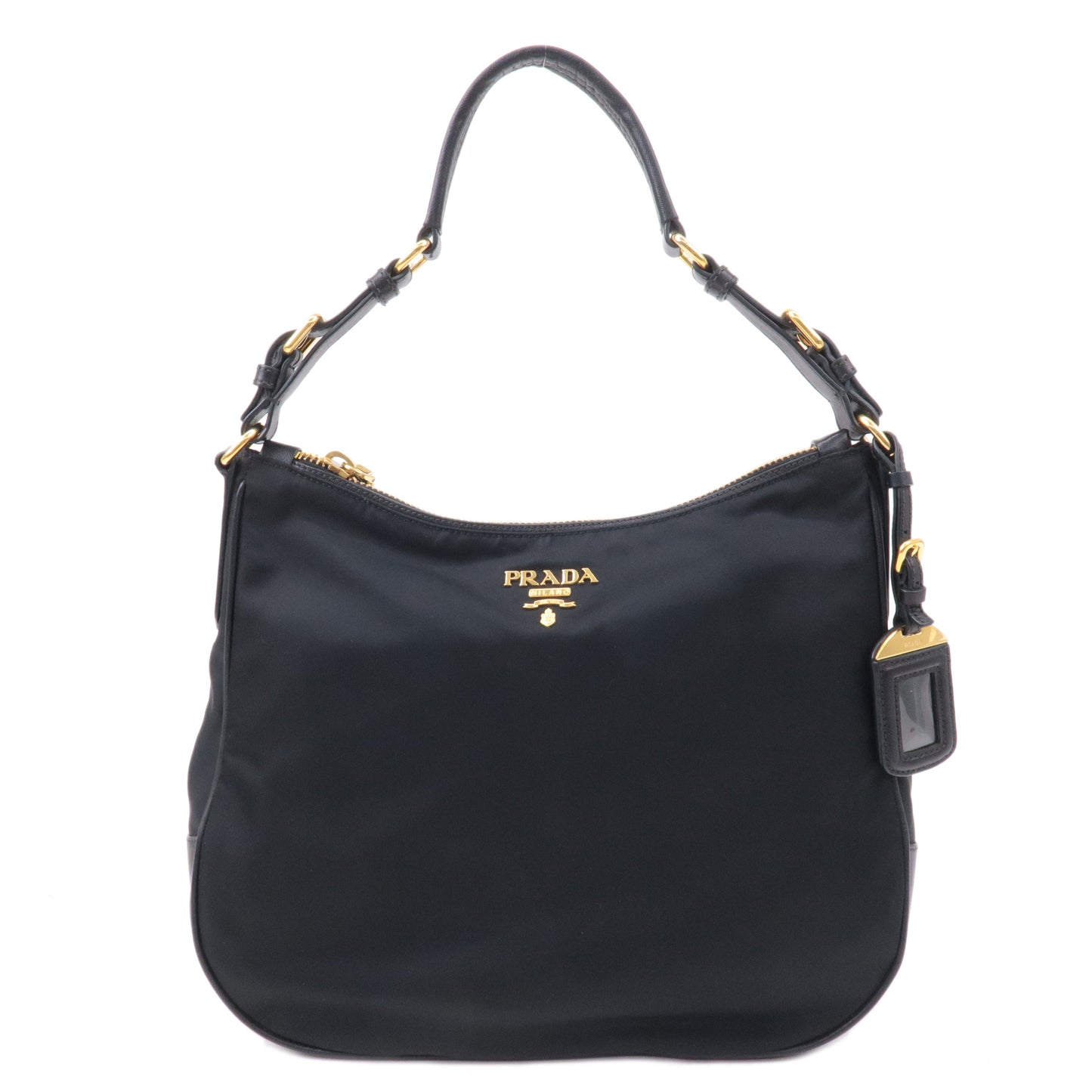 PRADA Nylon Leather Hand Bag Shoulder Bag Black BR4987