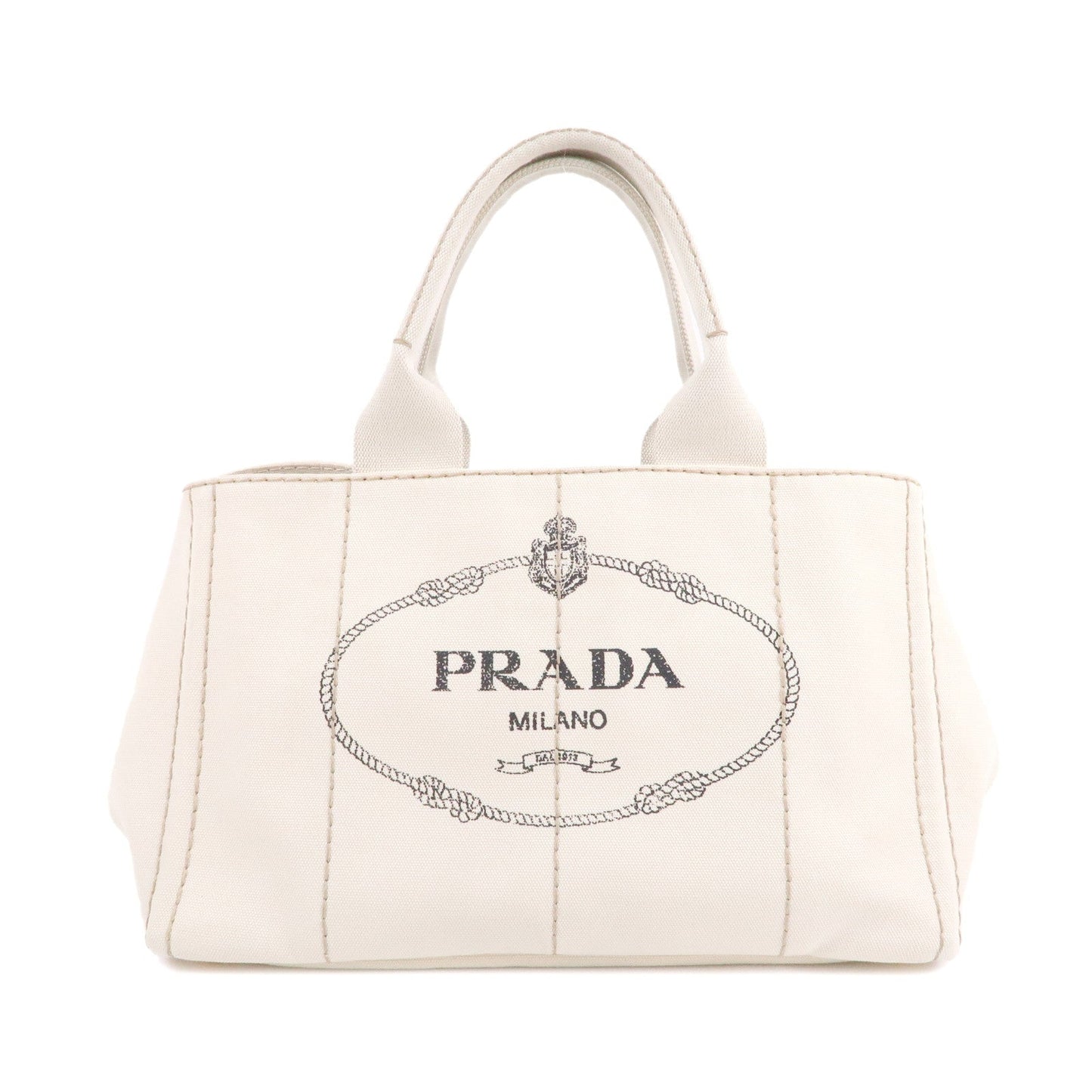 PRADA Canapa Canvas Tote Bag Hand Bag Ivory BN1877