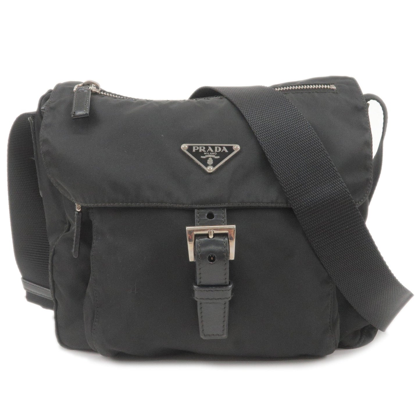 PRADA Nylon Leather Shoulder Bag NERO Black BT8994