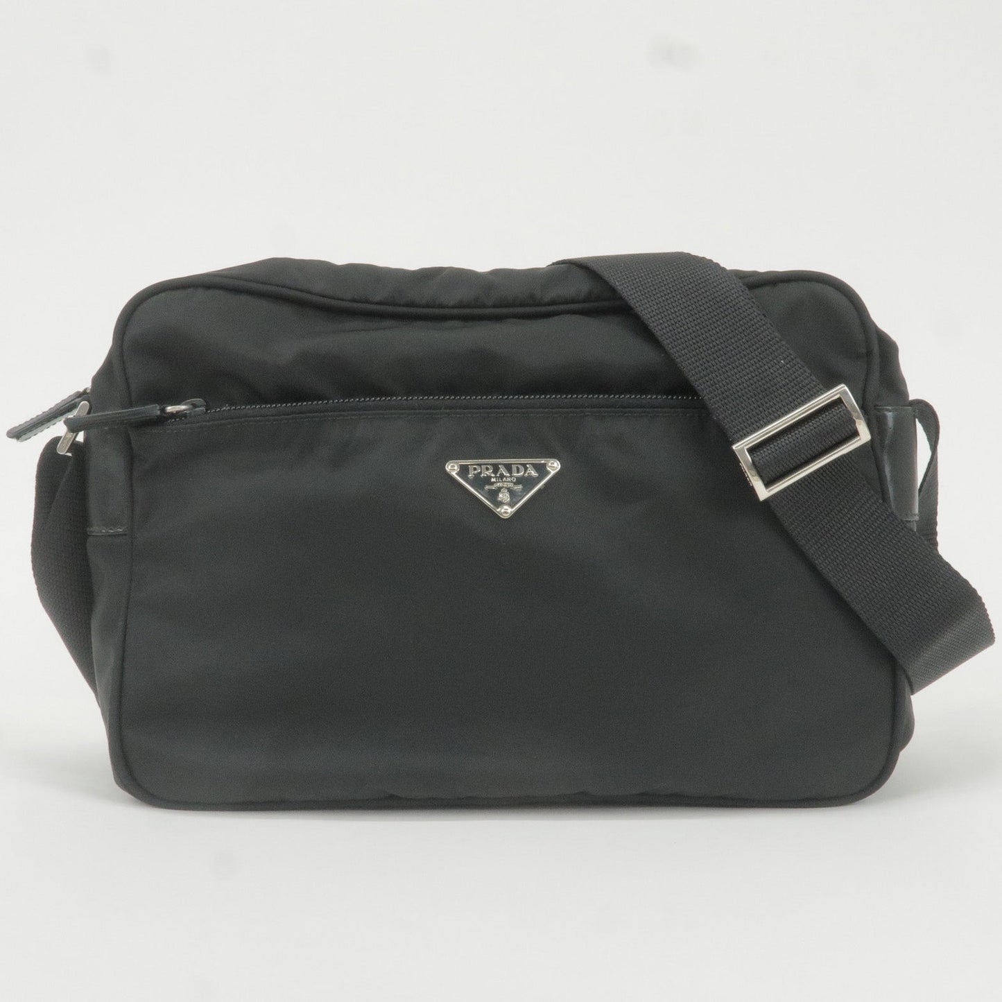 PRADA Logo Nylon Leather Shoulder Bag NERO Black  BT0166