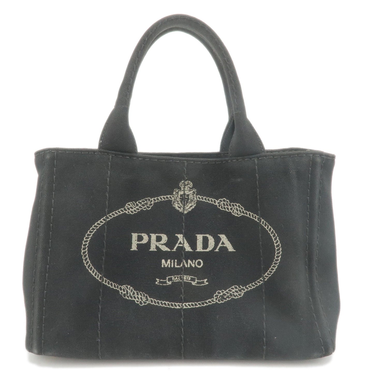 PRADA Canapa Mini Canvas Hand Bag Purse Black