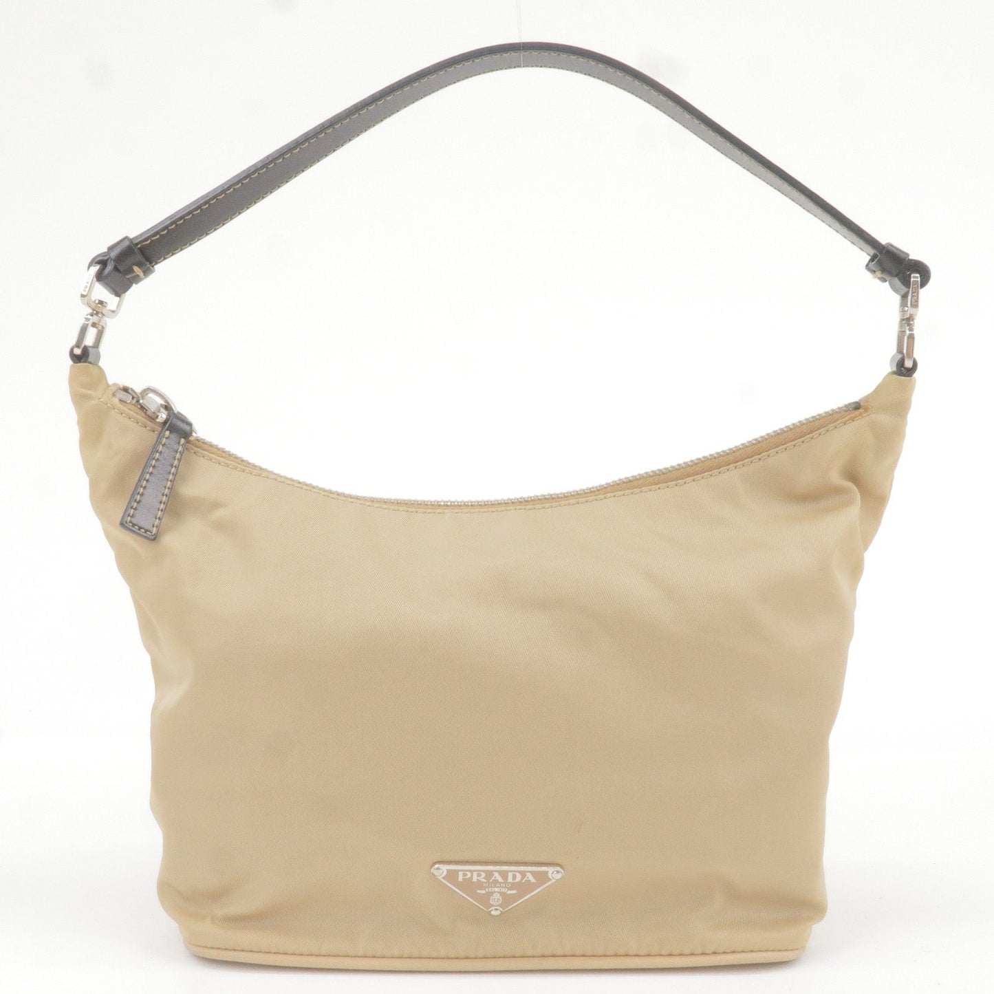 PRADA Nylon Leather Shoulder Bag Hand Bag Pouch Beige Black