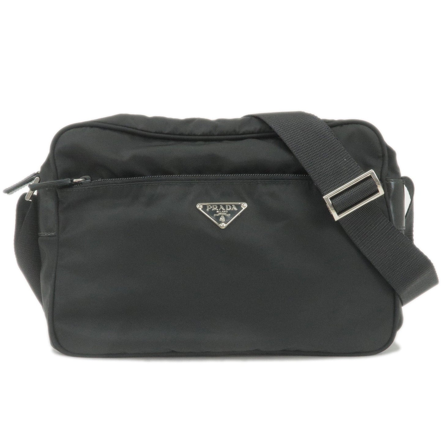 PRADA Logo Nylon Leather Shoulder Bag NERO Black  BT0166