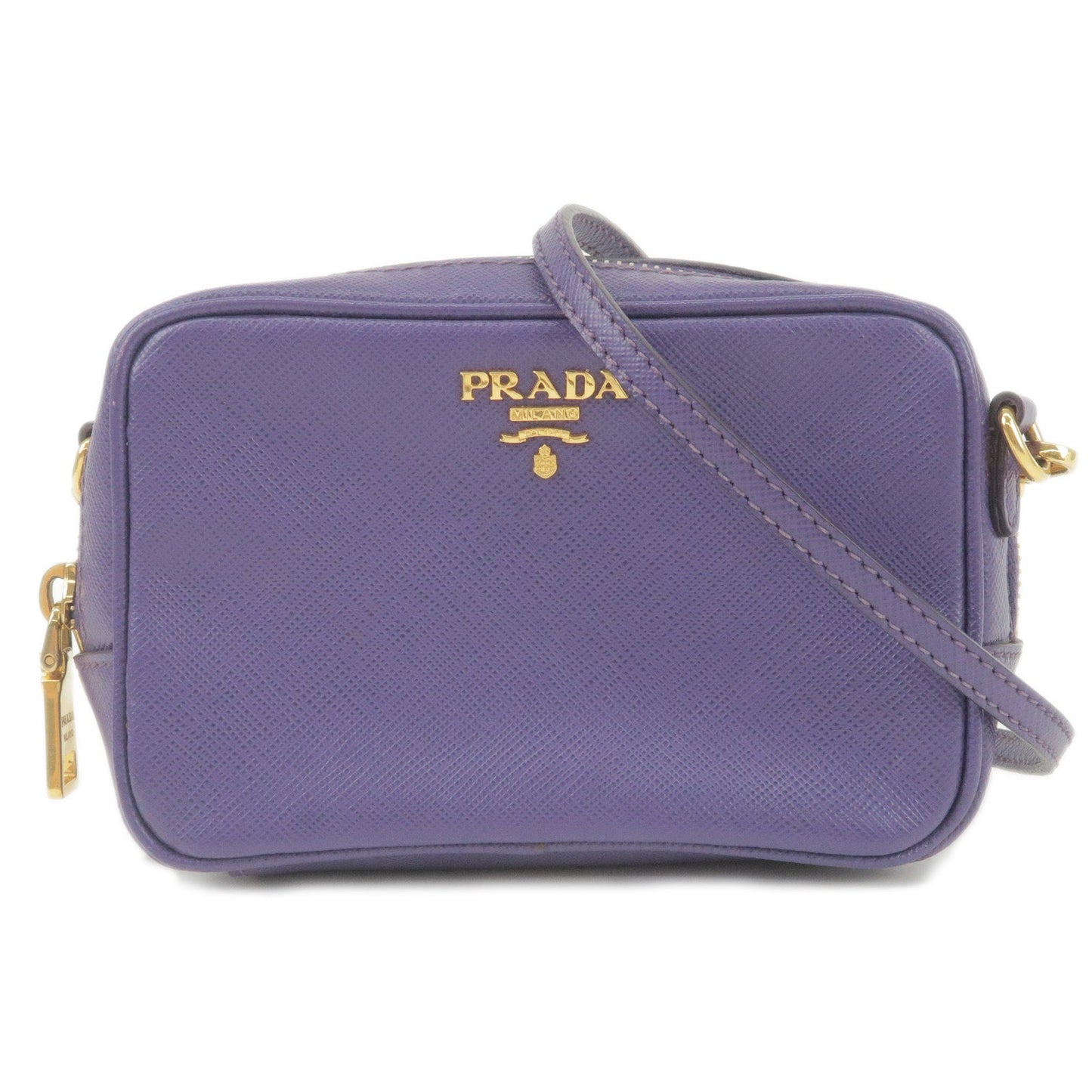 PRADA Logo Leather Mini Shoulder Bag 2Way Bag Pouch Purple