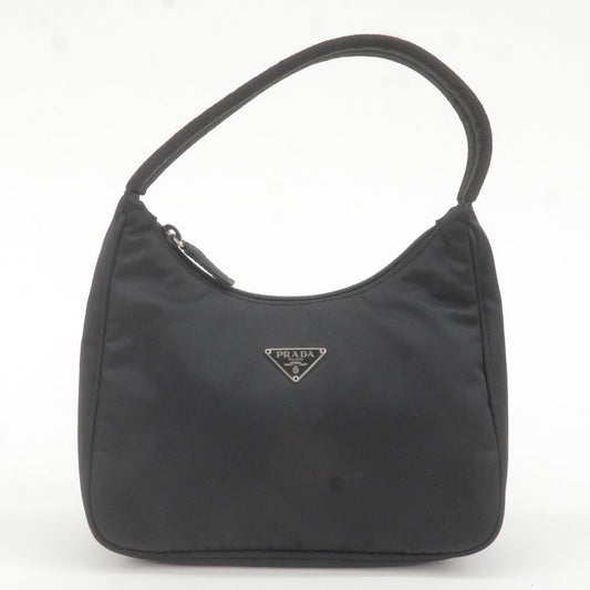 PRADA Logo Nylon Hand Bag Pouch Purse NERO Black