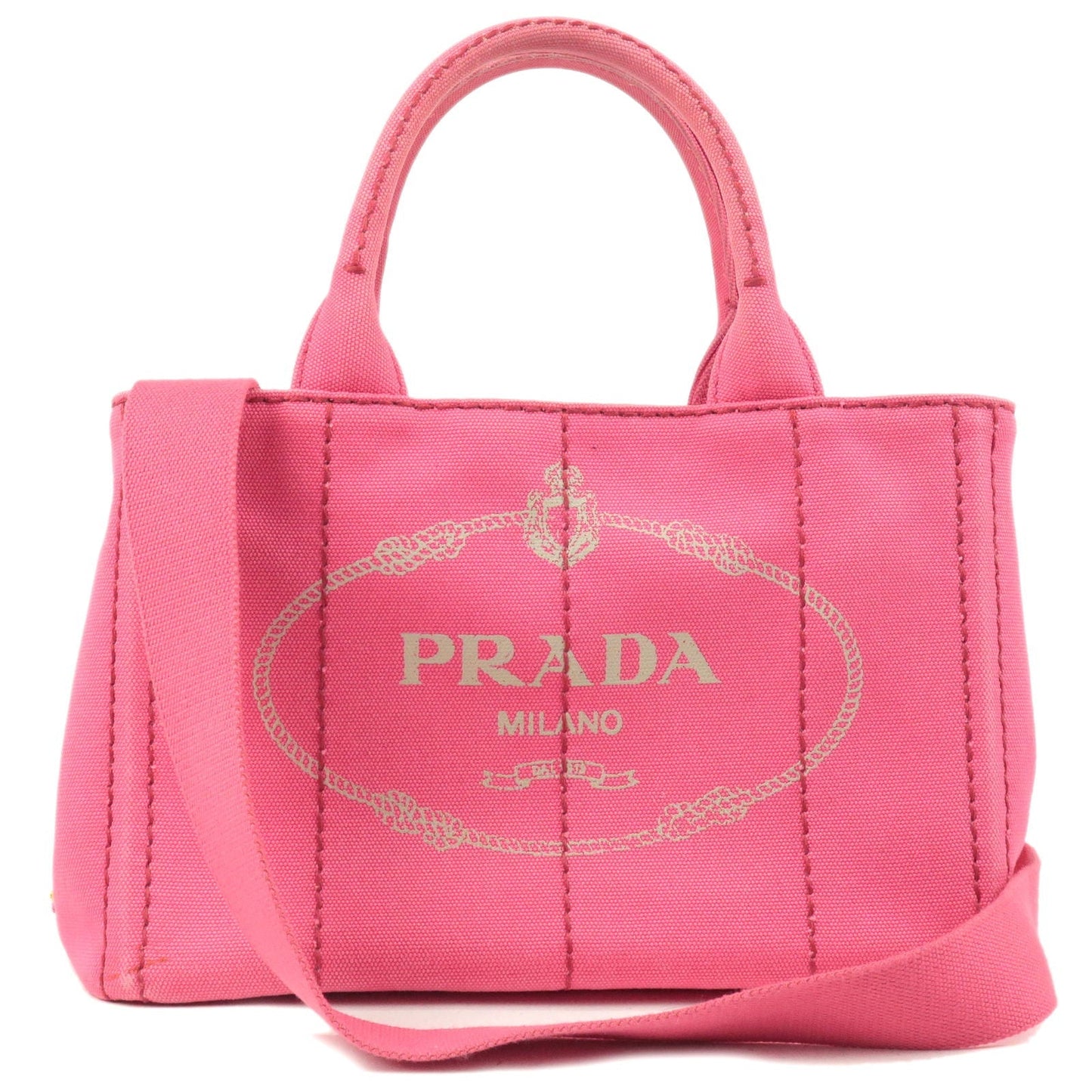 PRADA Canapa Mini Canvas 2Way Tote Bag Pink 1BG439