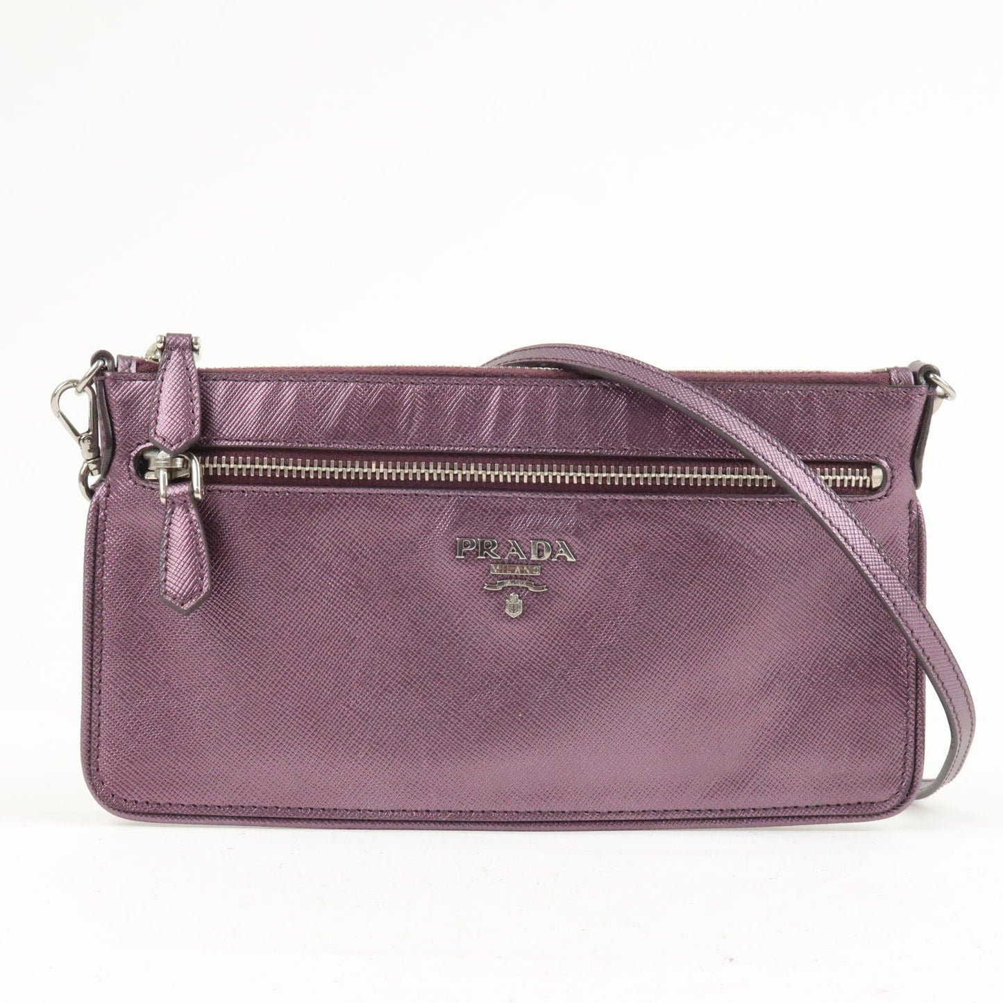 Prada Leather 2 Way Shoulder Bag Pouch Purple