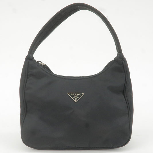 PRADA Logo Nylon Pouch Hand Bag Purse NERO Black