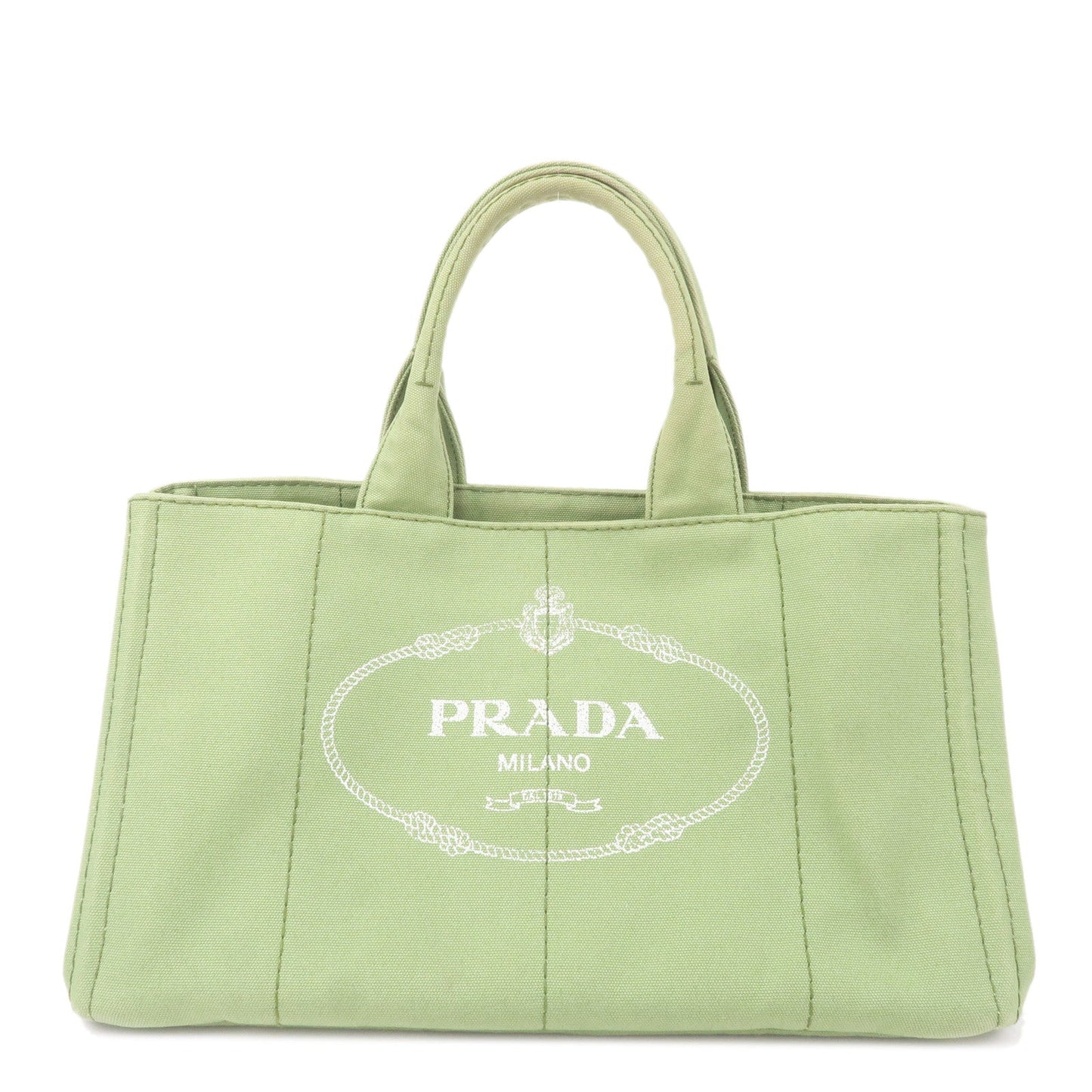 PRADA Canapa Canvas Tote Bag Hand Bag Green B1877B