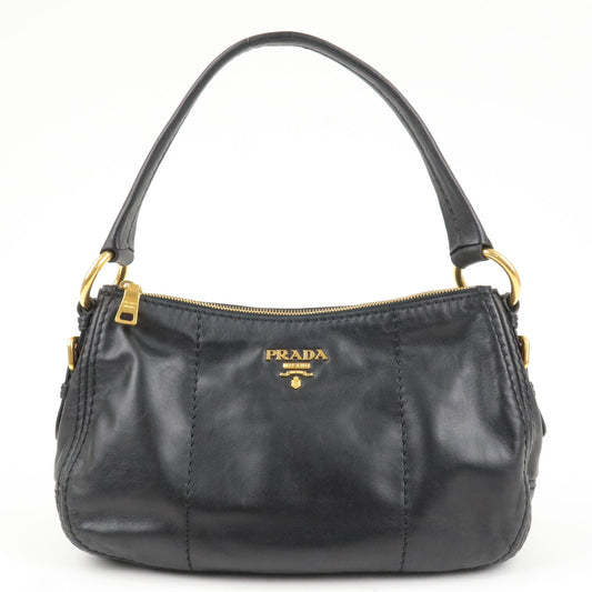 PRADA Soft Calf Leather Shoulder Bag Black BR4690