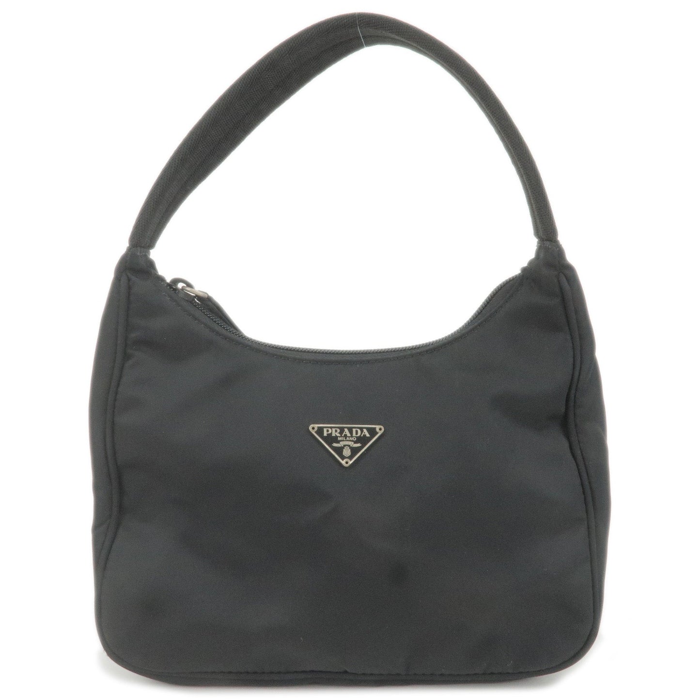 PRADA Logo Nylon Pouch Hand Bag Purse NERO Black