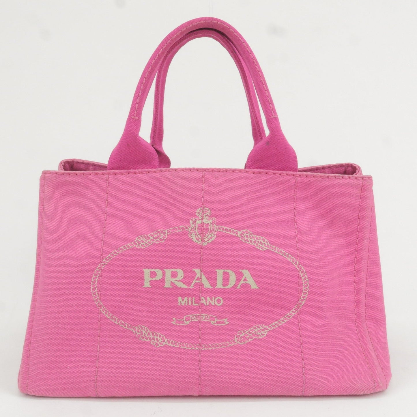 PRADA Canapa Canvas Tote Bag Hand Bag Pink BN1877