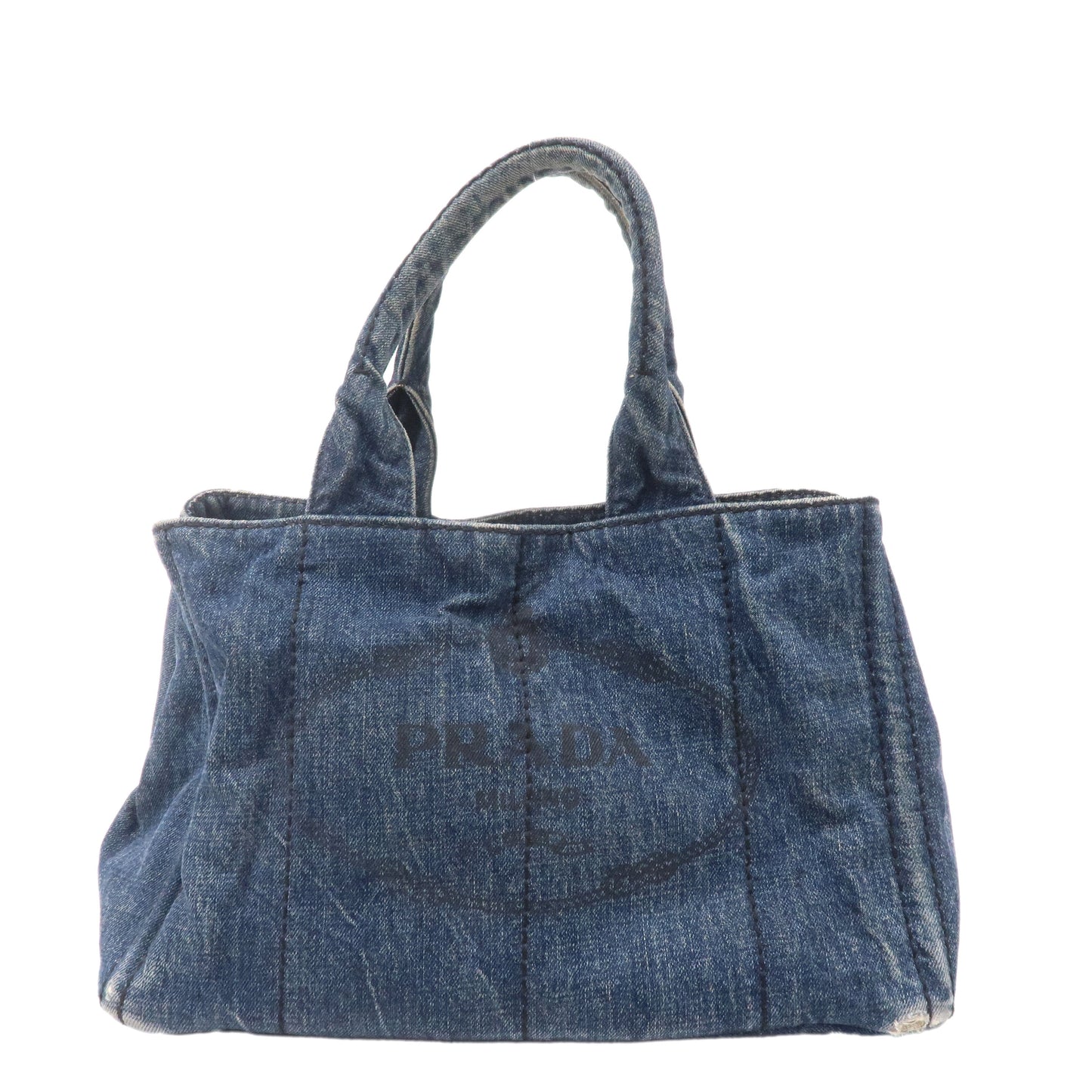 PRADA Canapa Denim Hand Bag Tote Bag Denim Blue B1877B