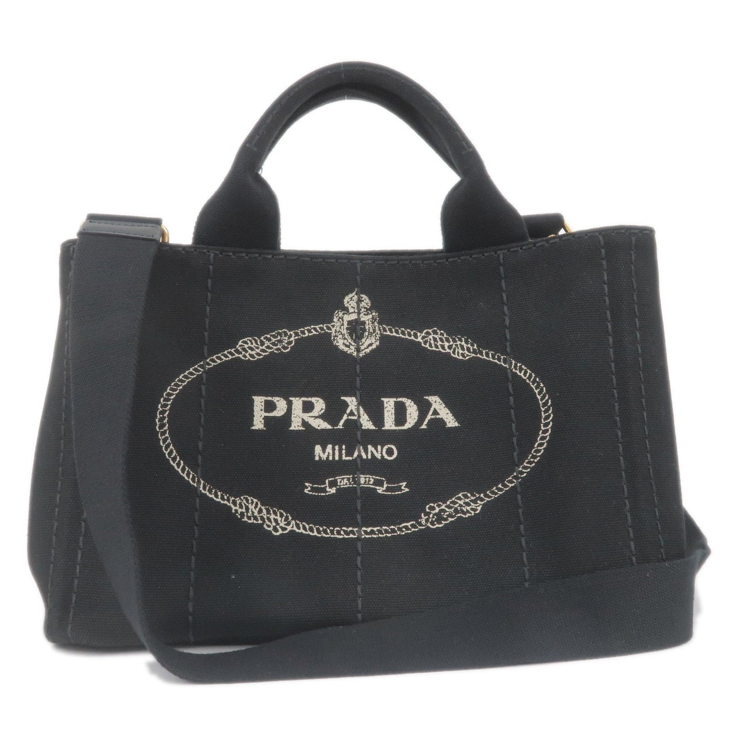 PRADA Canapa Mini Canvas 2Way Bag Shoulder Bag Black B2439G