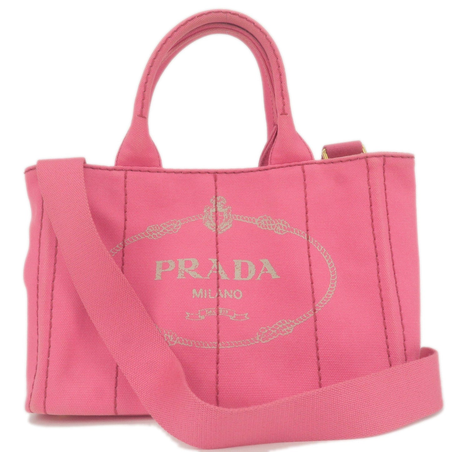 PRADA Canapa Mini Canvas 2Way Bag Shoulder Bag Pink 1BG439