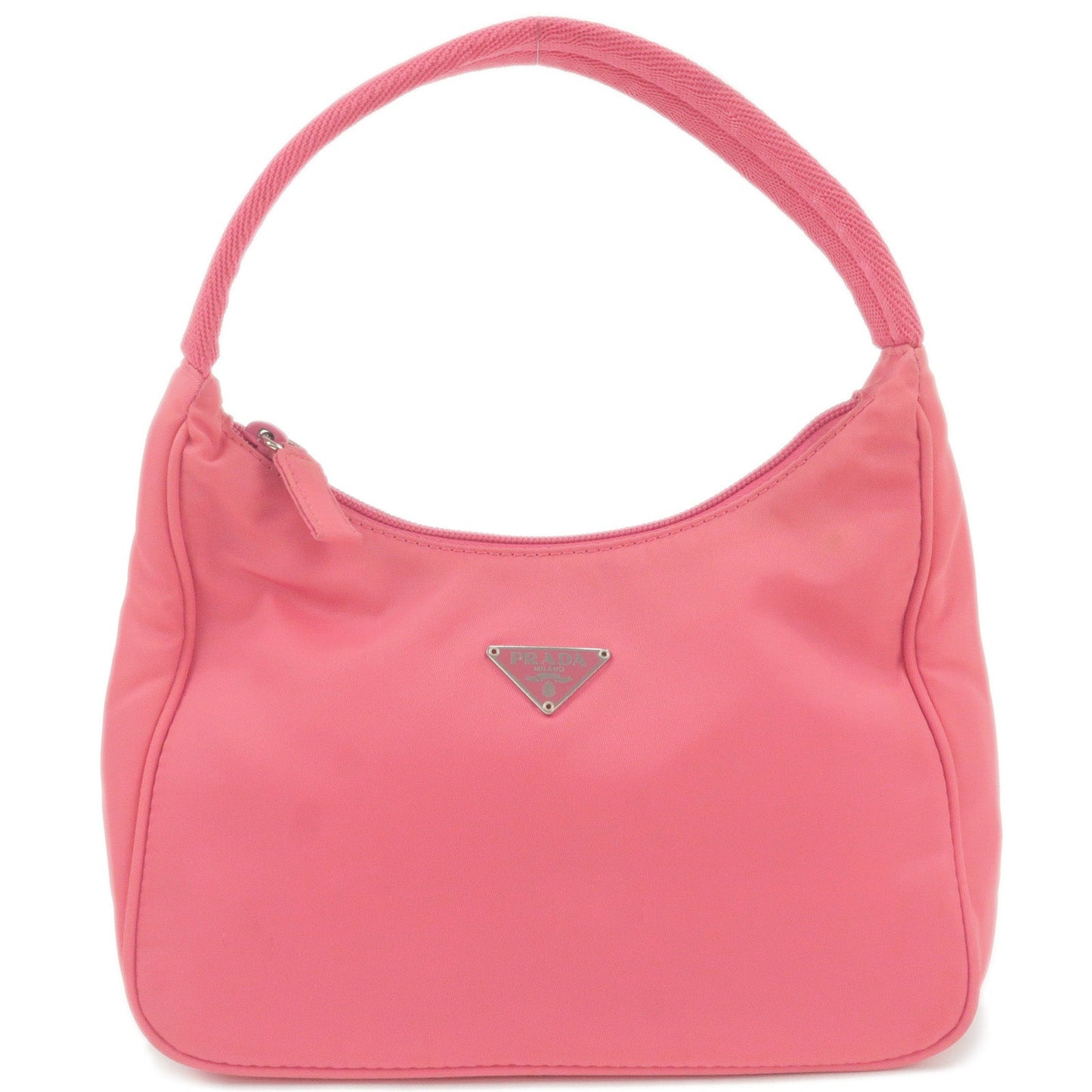 PRADA Logo Nylon Canvas Hand Bag Pouch Purse Pink MV519