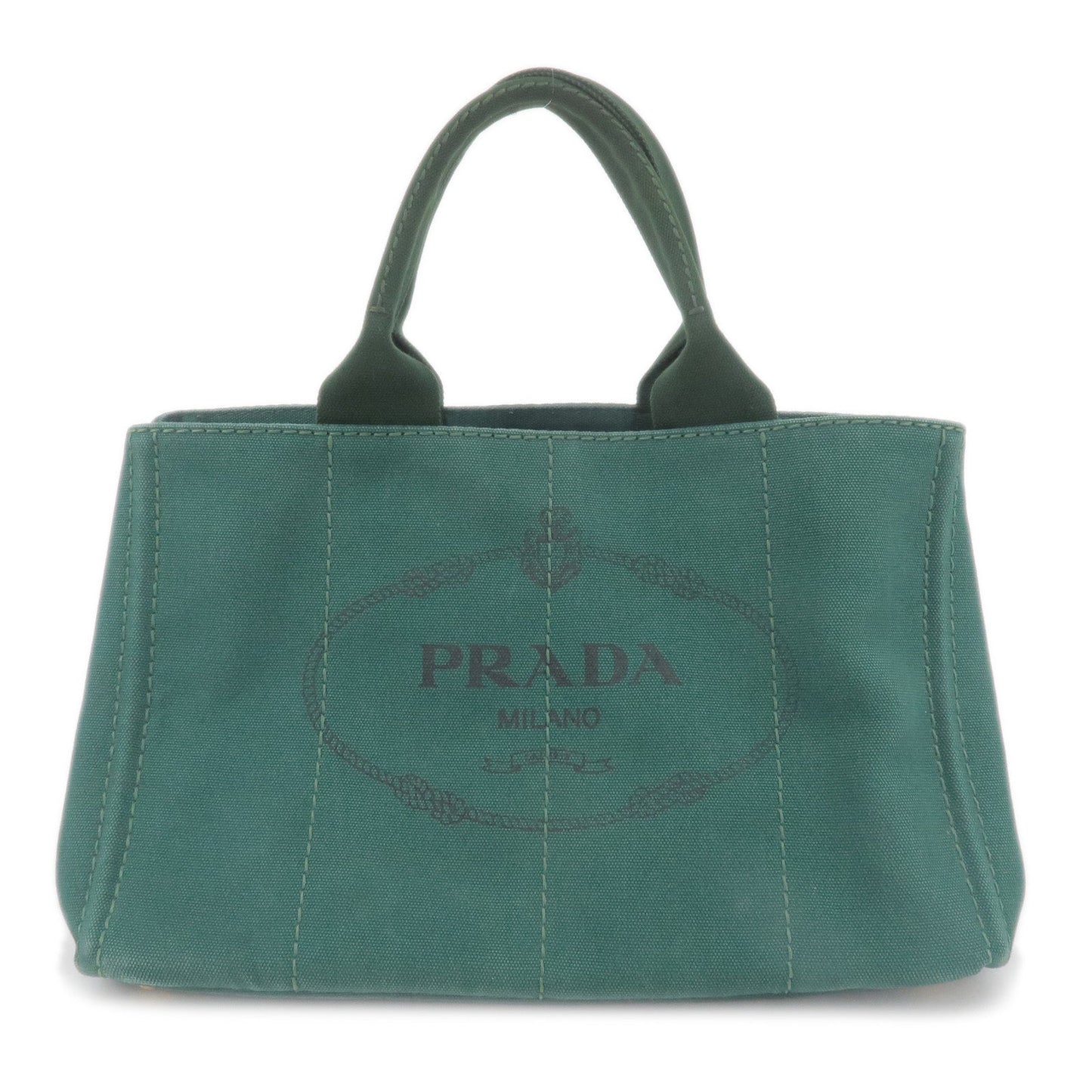 PRADA Canapa Canvas Tote Bag Green BN2642