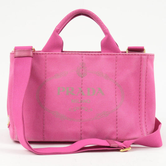 PRADA Canapa Mini Canvas 2Way Bag Shoulder Bag Hand Bag Pink