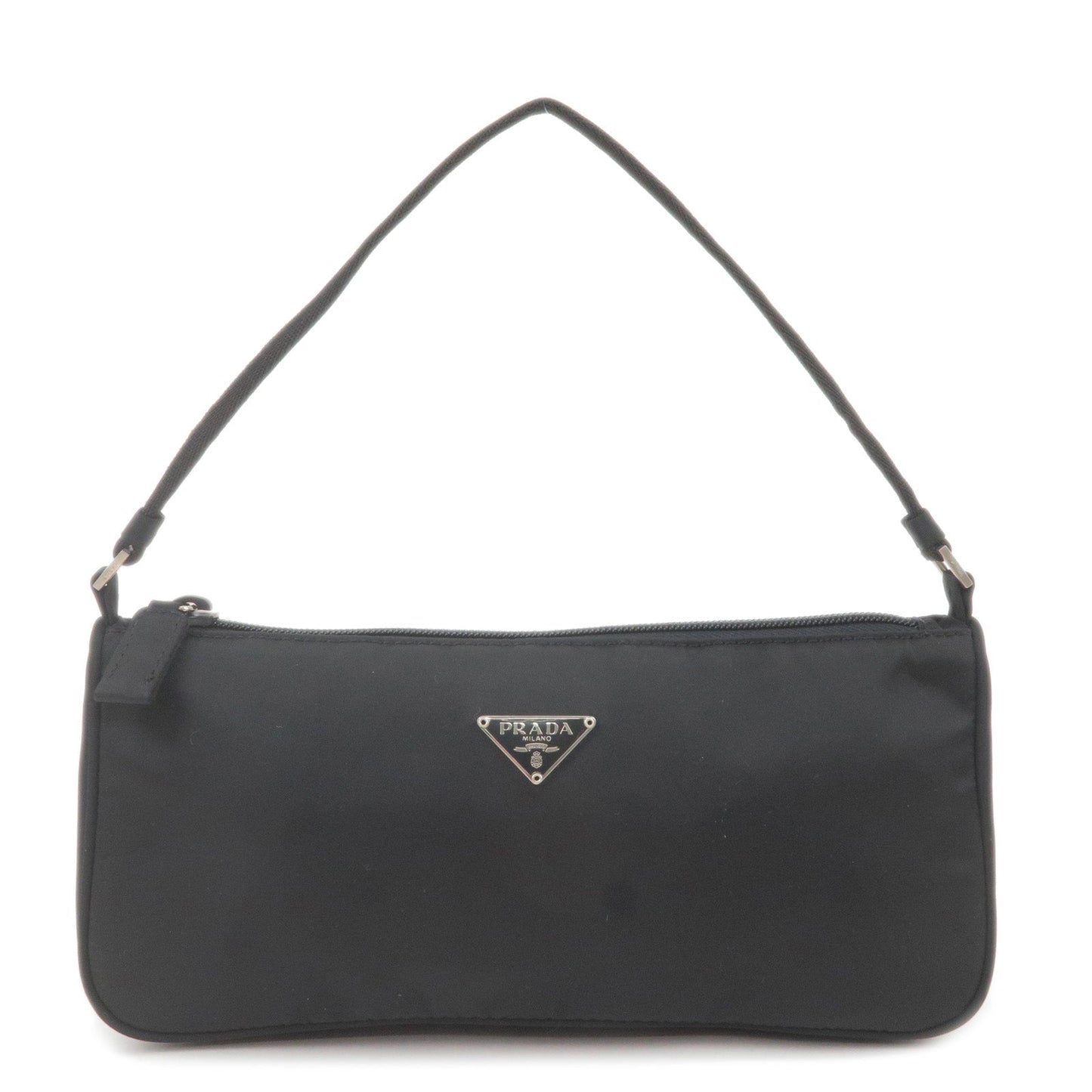 PRADA Logo Nylon Pouch Hand Bag NERO Black MV633