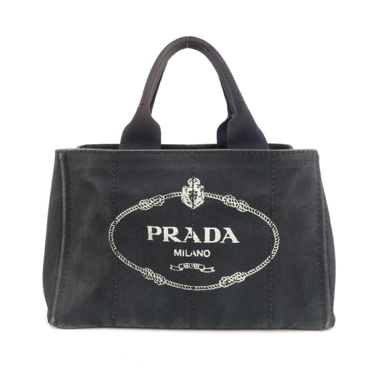 PRADA Canapa Canvas Tote Bag Hand Bag Black B1877B