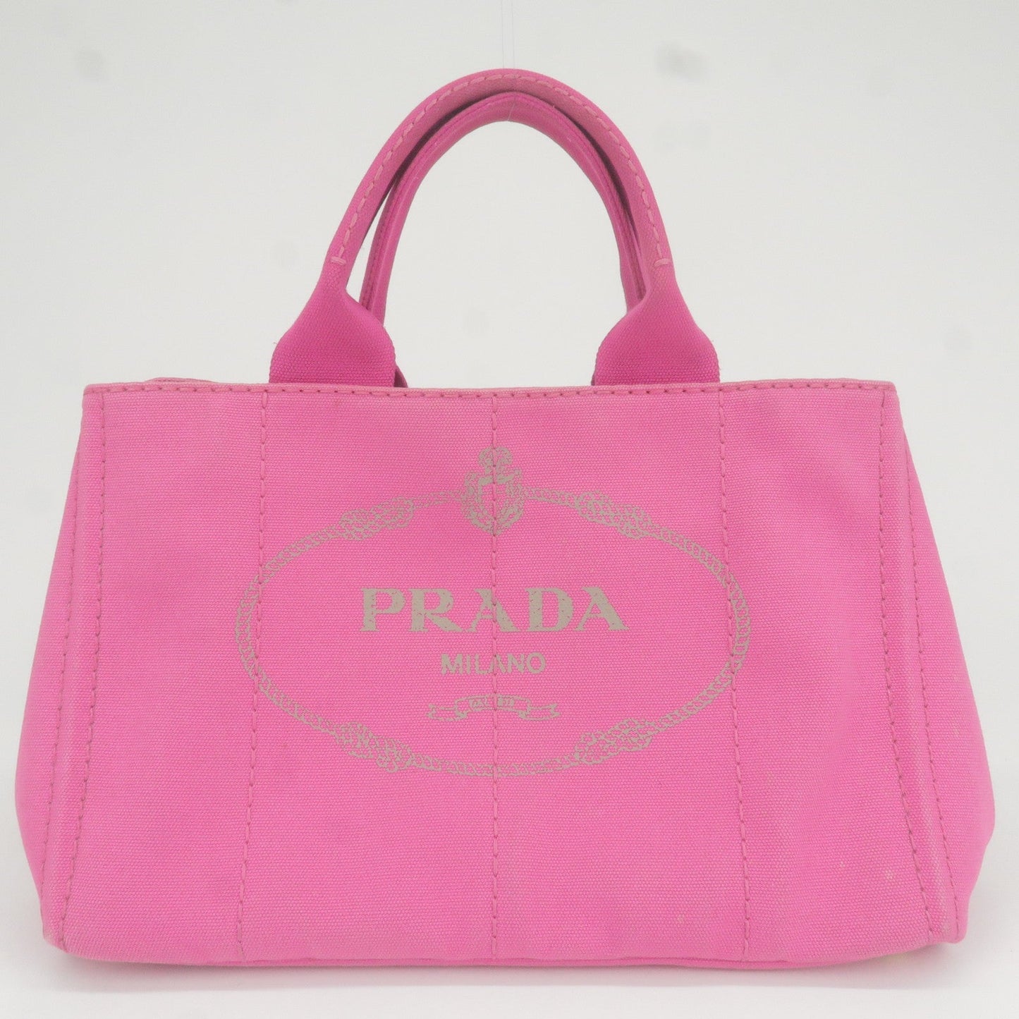 PRADA Logo Canapa Canvas Tote Bag Hand Bag Pink B1877G