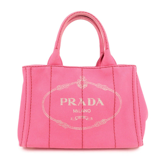 PRADA Logo Canapa Mini Canvas 2Way Tote Bag Pink 1BG439