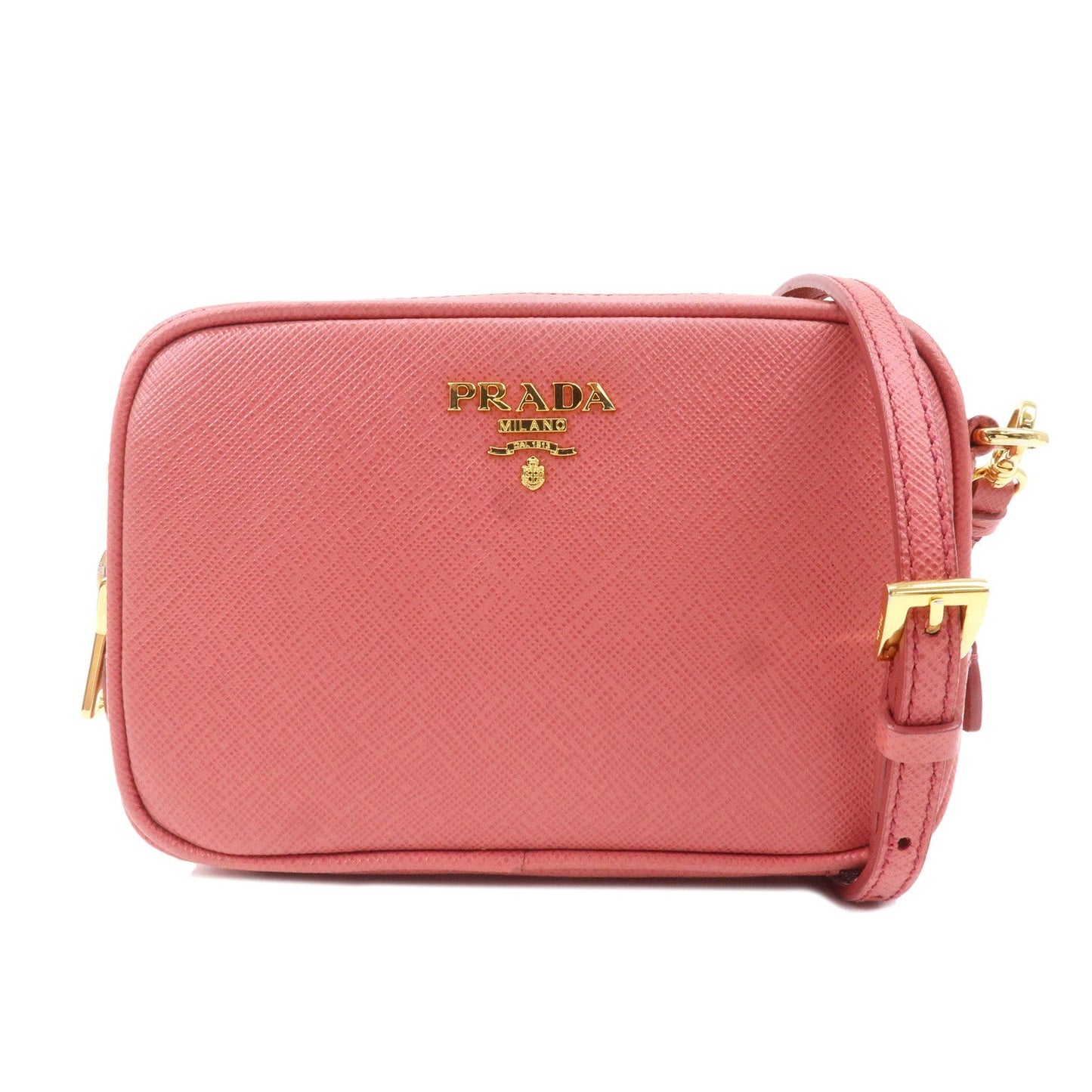 PRADA Logo Leather Crossbody Shoulder Bag Pink 1N1674