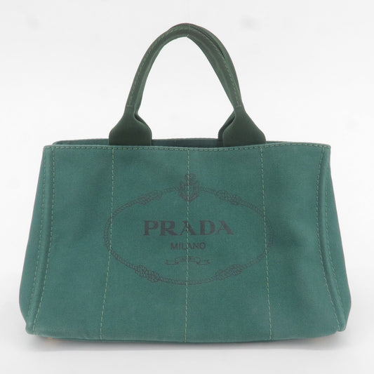 PRADA Canapa Canvas Tote Bag Green BN2642