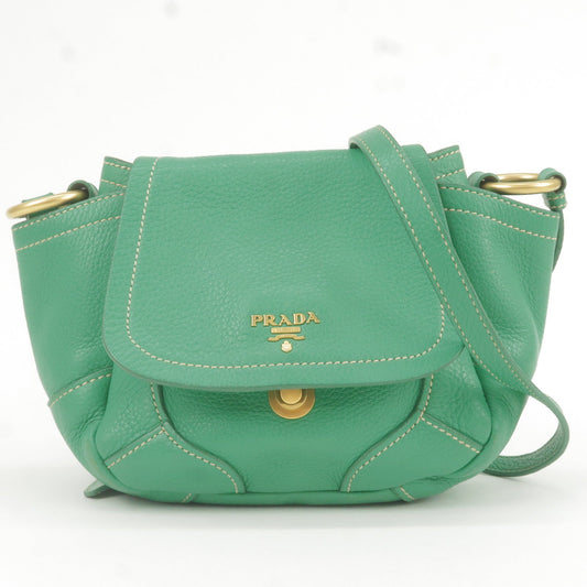 PRADA Logo Leather Shoulder Bag Crossbody Bag Green