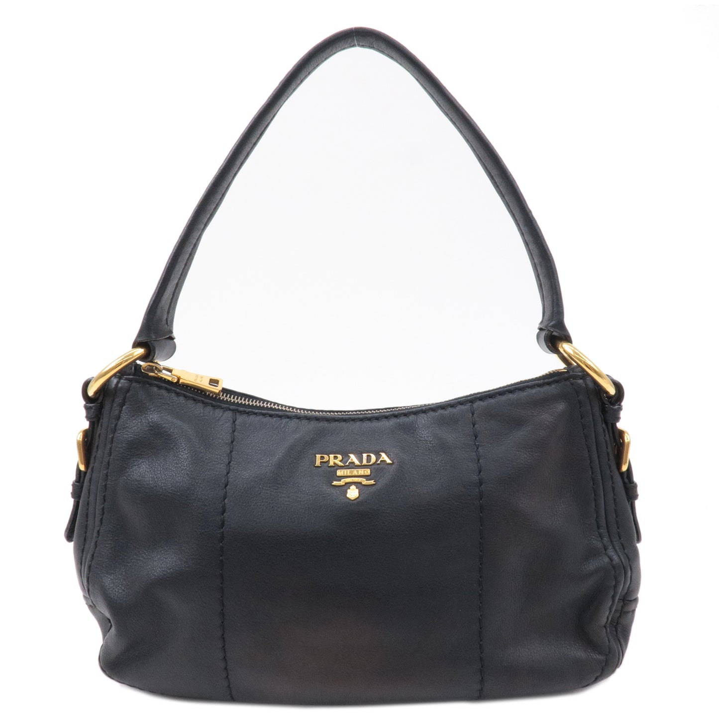 PRADA Soft Calf Leather Shoulder Bag Black BR4690