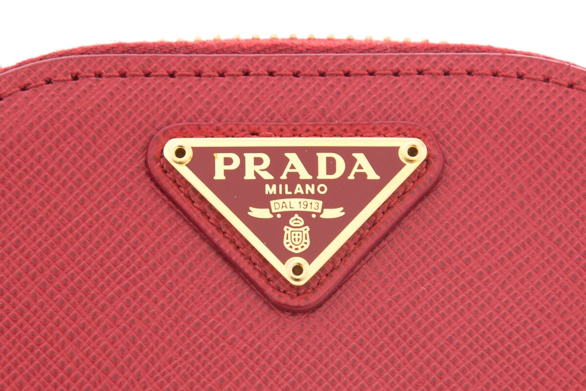 Prada Red Leather Zip Phone Holder Cross-Body