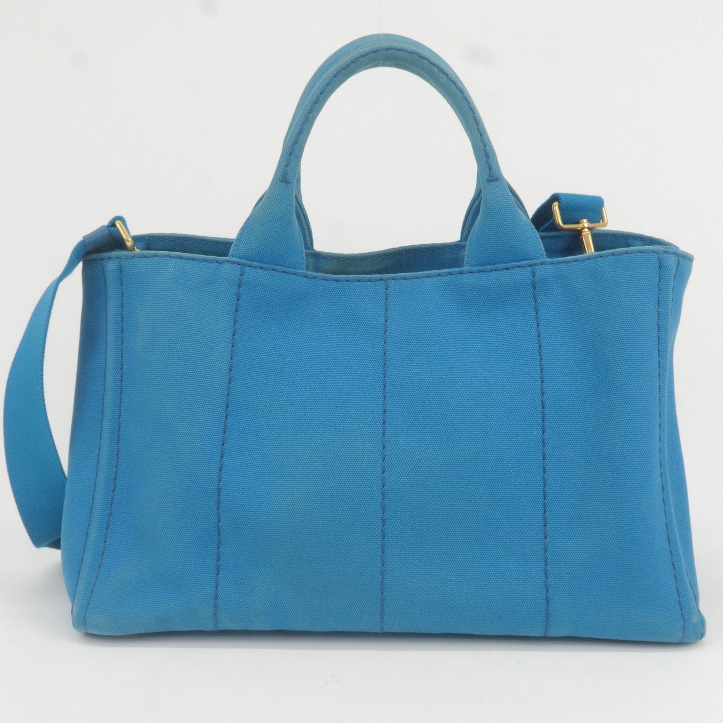 PRADA Canapa Canvas 2Way Hand Bag Tote Bag Blue 1BG642