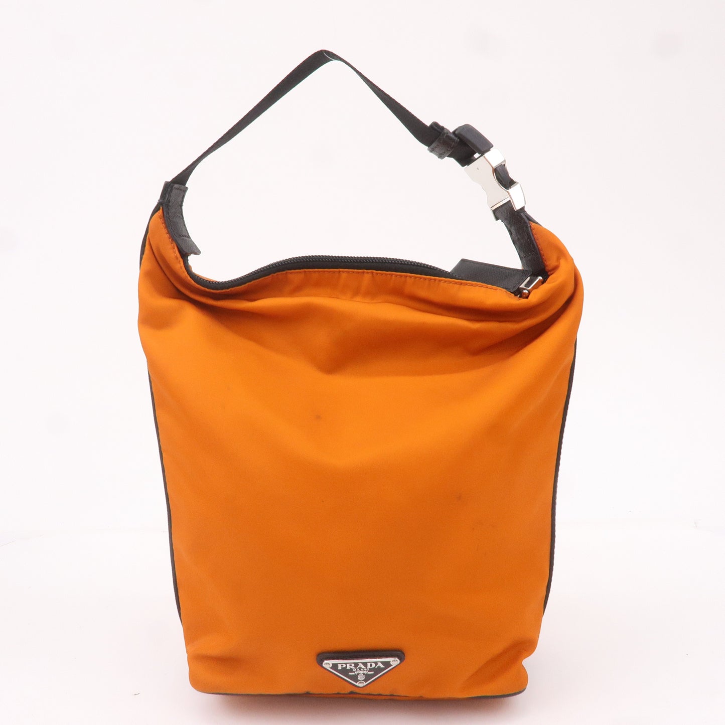 PRADA Leather Nylon Hand Bag  Shoulder Bag Orange Black