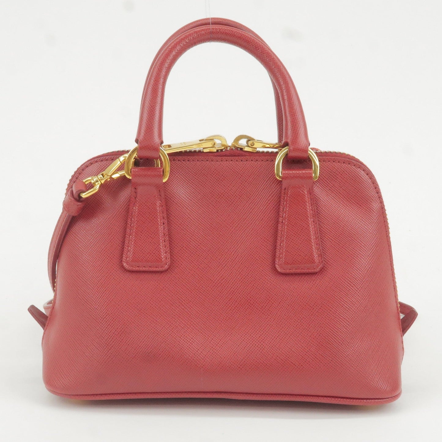 PRADA Leather Promenade Mini 2Way Bag Shoulder Bag Red BL0851