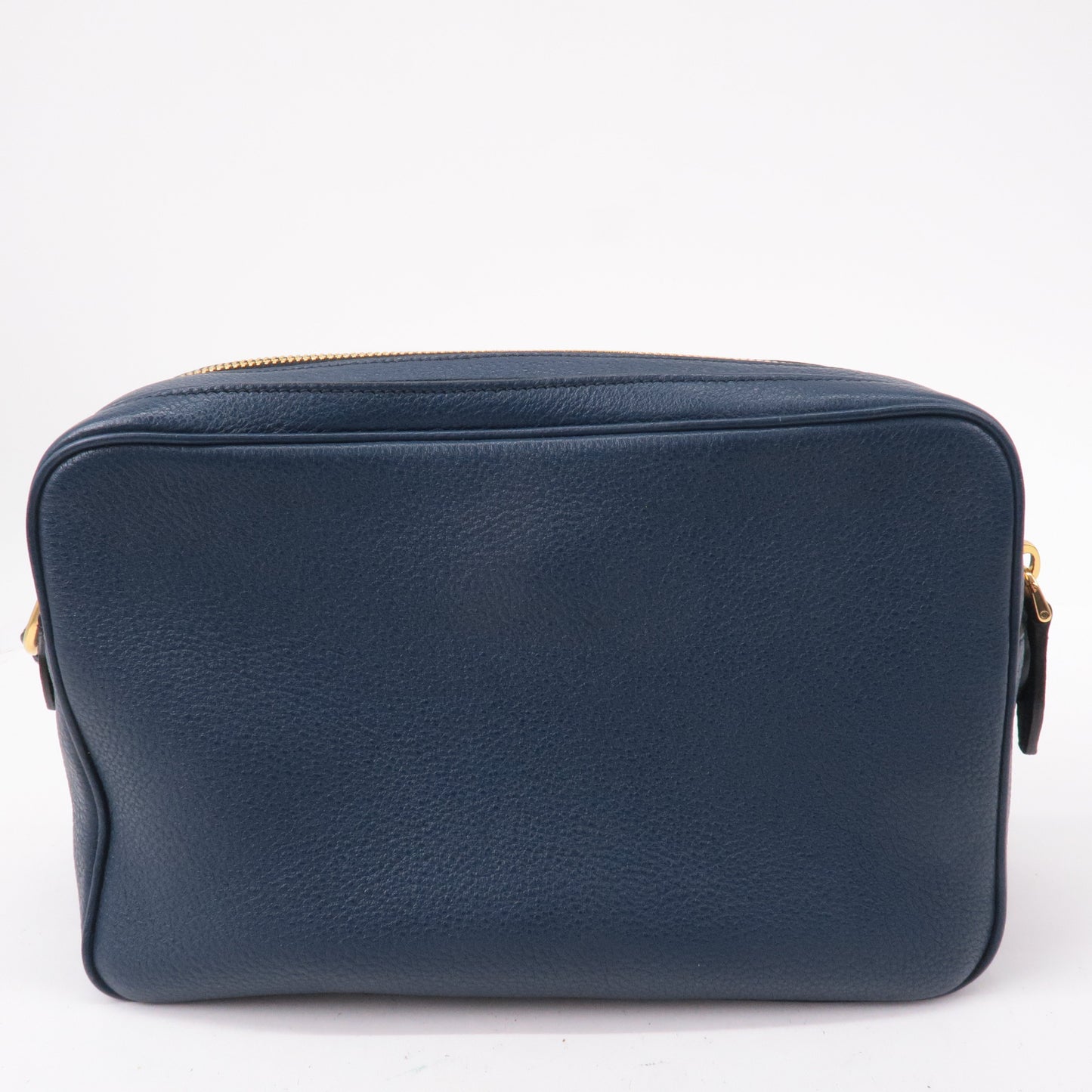 PRADA Logo Vitello Daino Leather Shoulder Bag Navy 1BH082