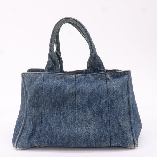 PRADA Canapa Denim Hand Bag Tote Bag Denim Blue B1877B